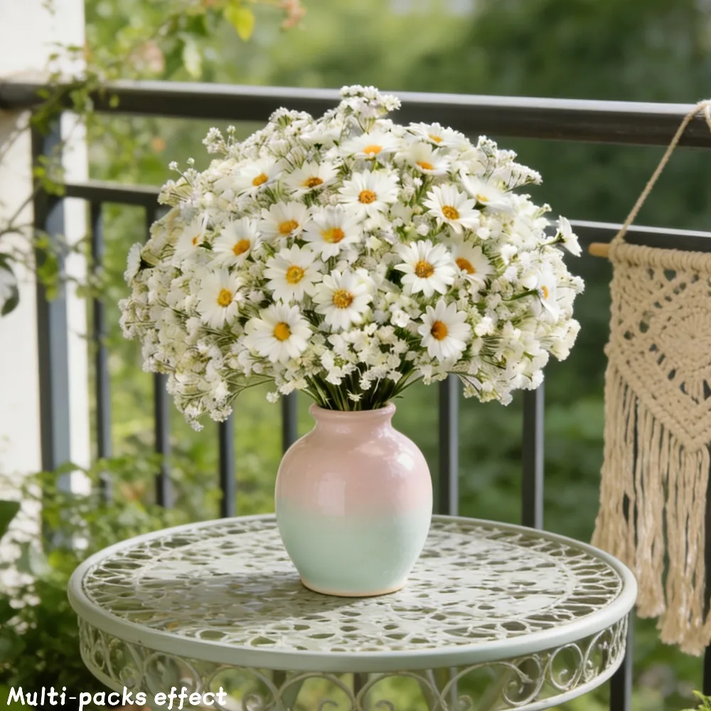 32-teiliges Künstliches Weißes Gänseblümchen- und Schleierkraut-Blumenset, Kunstblumen-Bouquet für DIY Heim-, Büro- und Hochzeitsdekoration 2026 – Detail 7