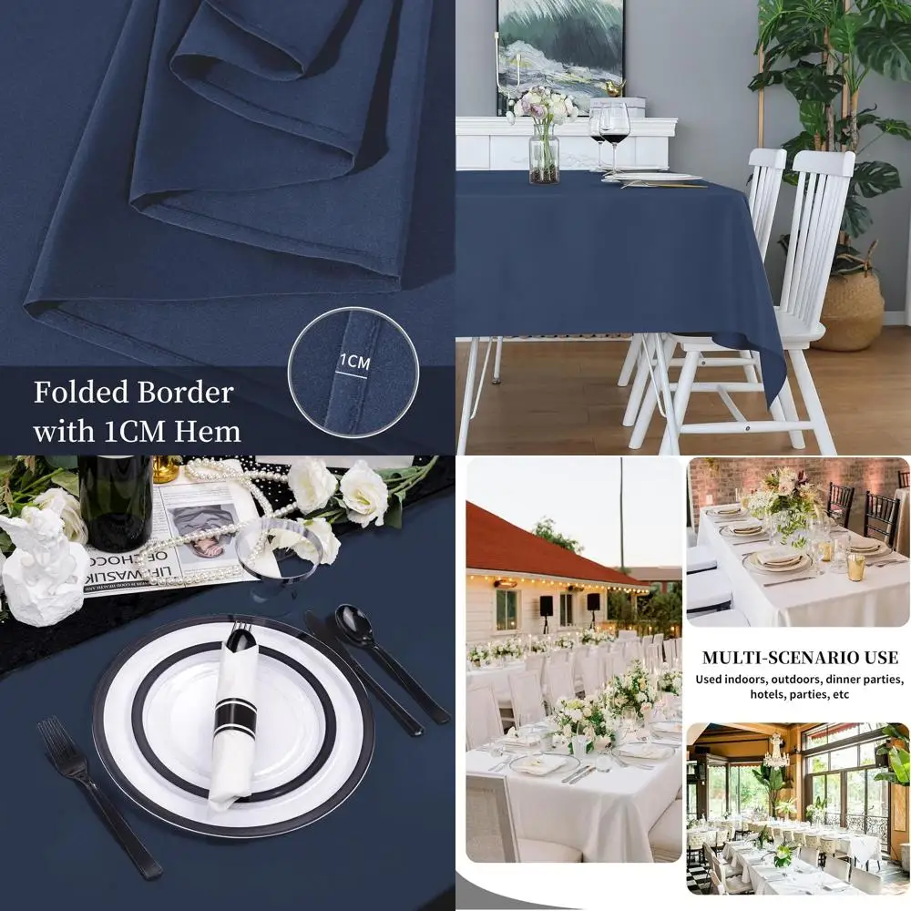 

8ft Rectangular Table Cover, 90x132 Inch Navy Polyester, Waterproof & Stain Resistant for Kitchen & Dining