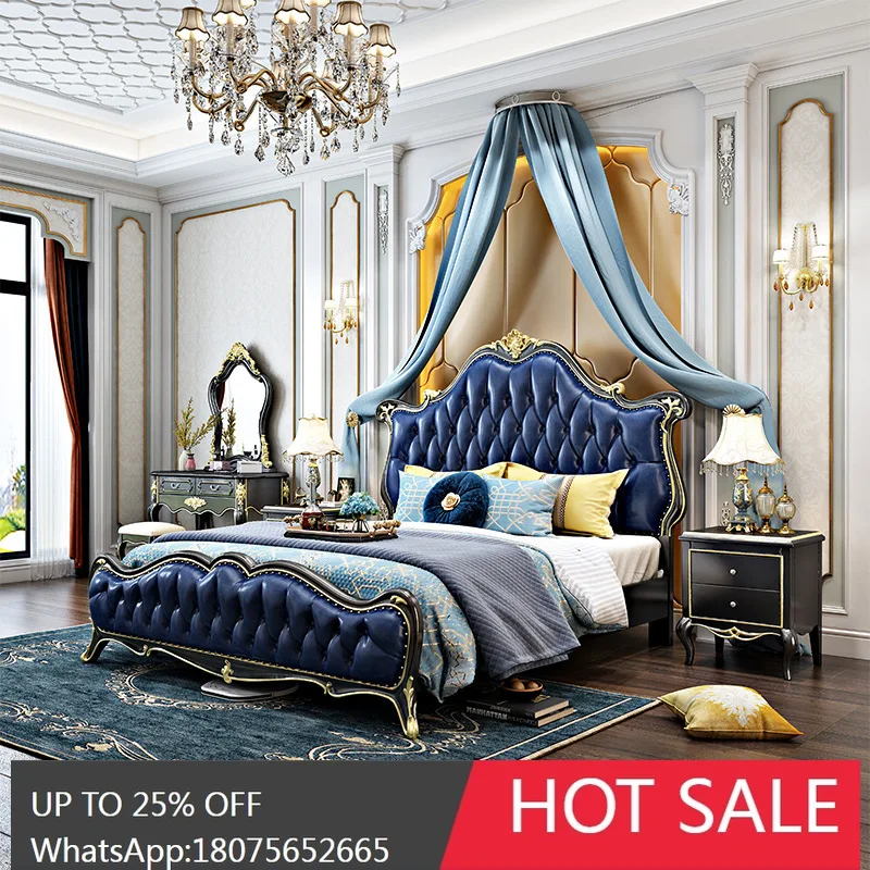 

SGF European Style Solid Wood Bed Double 1.8m Modern American Style Wedding Bed Luxury