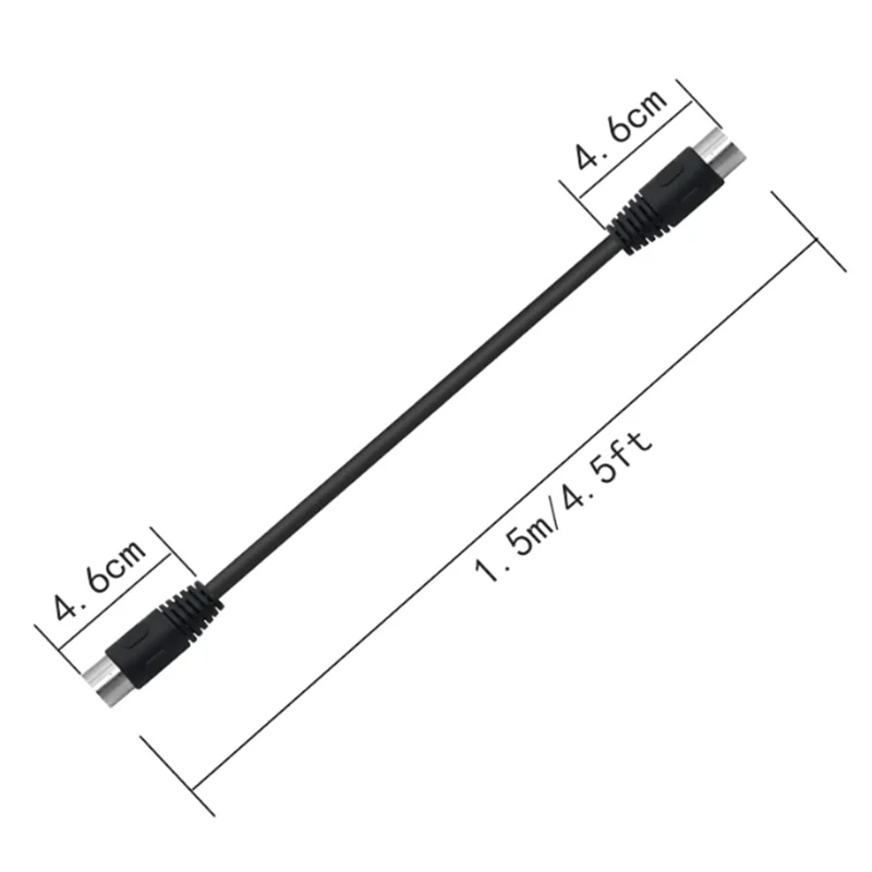 For Digital Audio Devices, Black DIN 6 PIN Male Plug Cable, 3.3feet 6 PIN DIN Male to Male AV Adapter Audio Socket