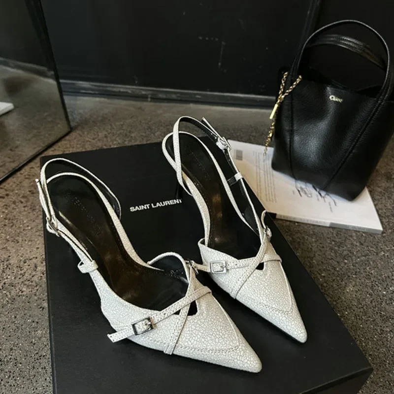 

Летние новые брендовые женские сандалии, модные женские туфли без шнуровки на мелкой подошве, элегантные туфли с открытой пяткой, модельные туфли на тонком высоком каблуке, новая женщина