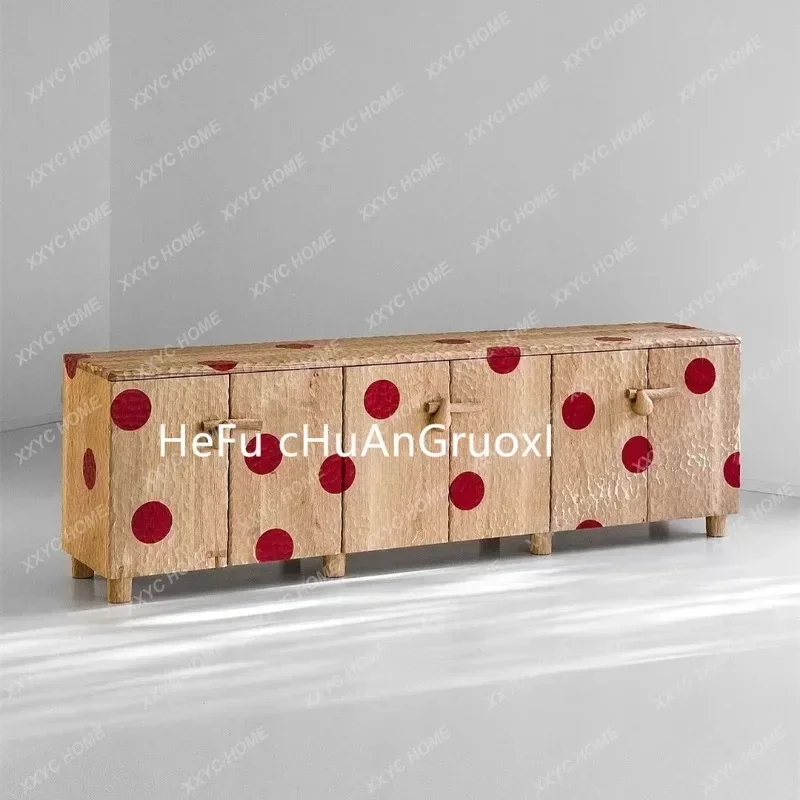AAVintage Style Solid Wood Chest Of Drawers Living Room White Ash Wood TV Module Combination Cabinet