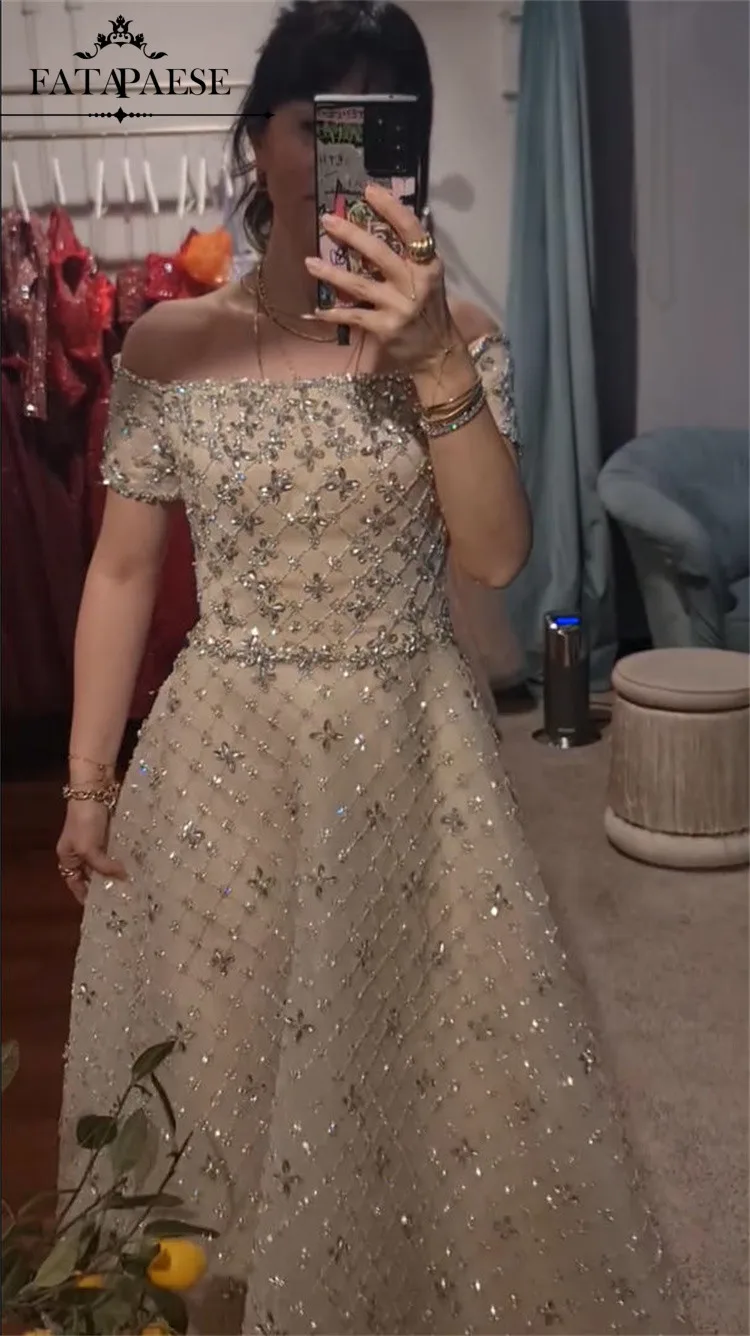 

FATAPAESE Haute Couture Платье Роскошные вечерние платья 2026 Изысканные платья для выпускного вечера со стразами и кристаллами для свадебной вечеринки