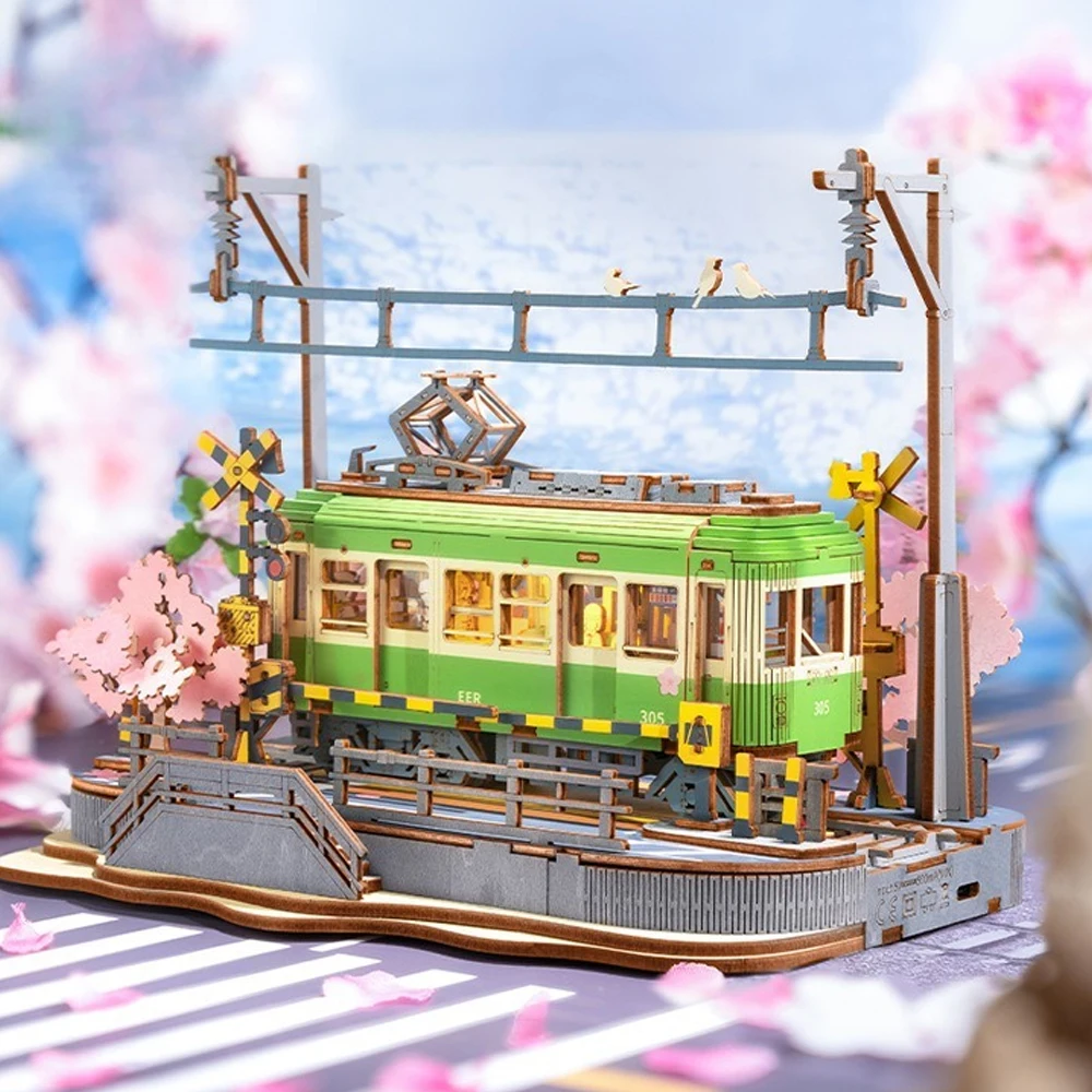 

Diorama Wooden Assembled Car Model Set DIY Handmade Three-dimensional Puzzle Retro Classic Car Steam Train Assembled Model