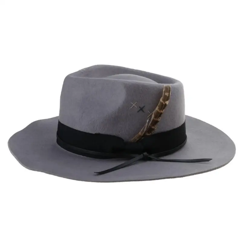 

652F Gentleman Carnival Hat with Decor Festival Fedoras Hat Breathable