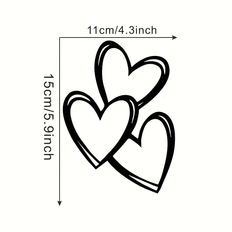 1 Interlocking Heart-Shaped Vinyl Sticker - Shiny Pink, Cartoon-Themed Sticker, Heart-Shaped Car Accessory