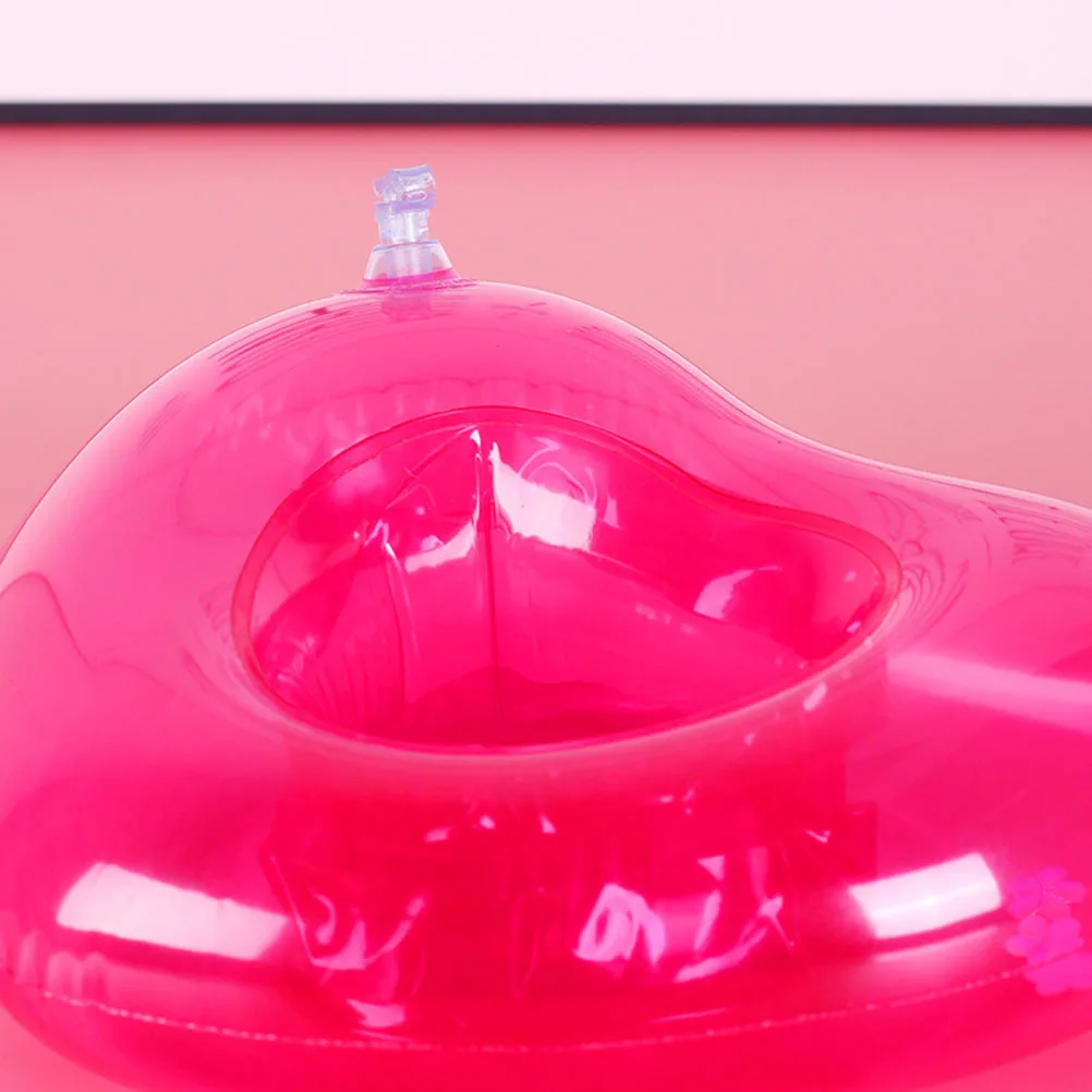 4 pçs suportes de cerveja de água pvc inflável rosa coração copo flutuador esteiras piscina praia festa bebida estabilizador suporte de cerveja água