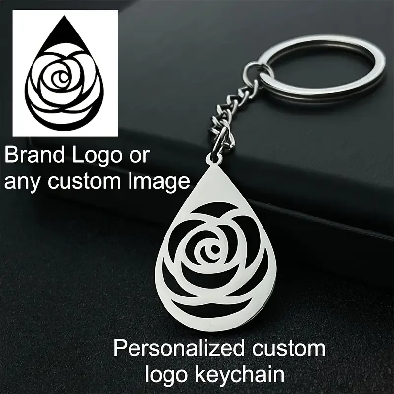 Custom Logo Keychain Stainless Steel Personalized Emblem Pendant Keychains House & Friendship & Pet Decorative Key Jewelry Gifts