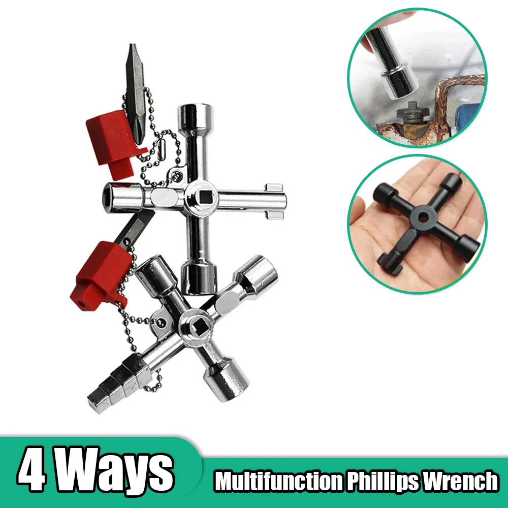 Multifunction Phillips Wrench 4 Ways Universal Internal Triangle Key Wrench Multifunction High Quality Repair Plumbing Hand Tool