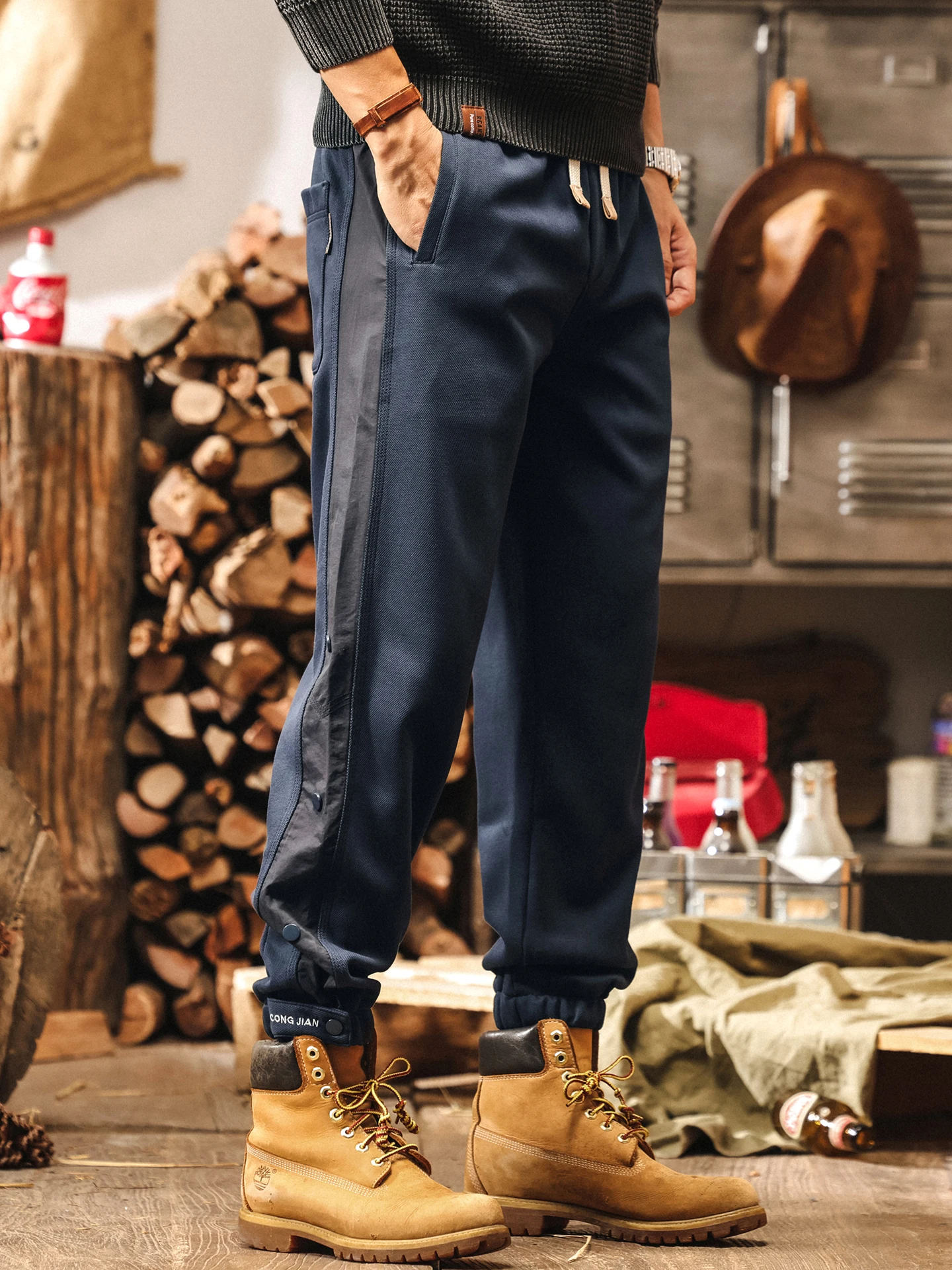 

Мужские повседневные брюки свободного покроя в американском стиле ретро, осень 2024, новый дизайн, свободные мужские повседневные брюки с манжетами