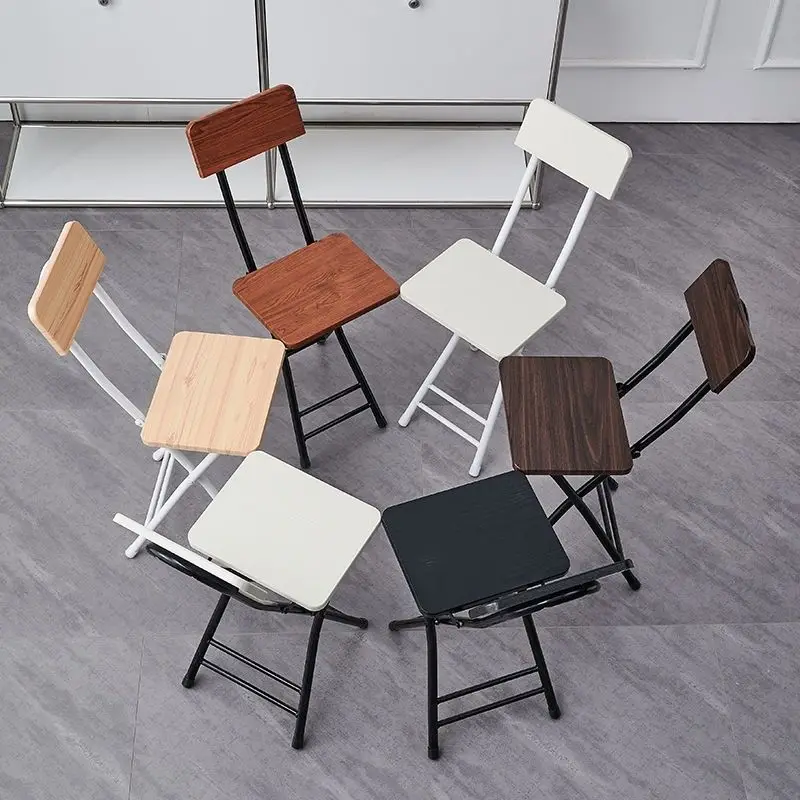 

Modern Minimalist Folding Chair: Versatile Indoor/Outdoor Dining Stool with Backrest, Portable Design