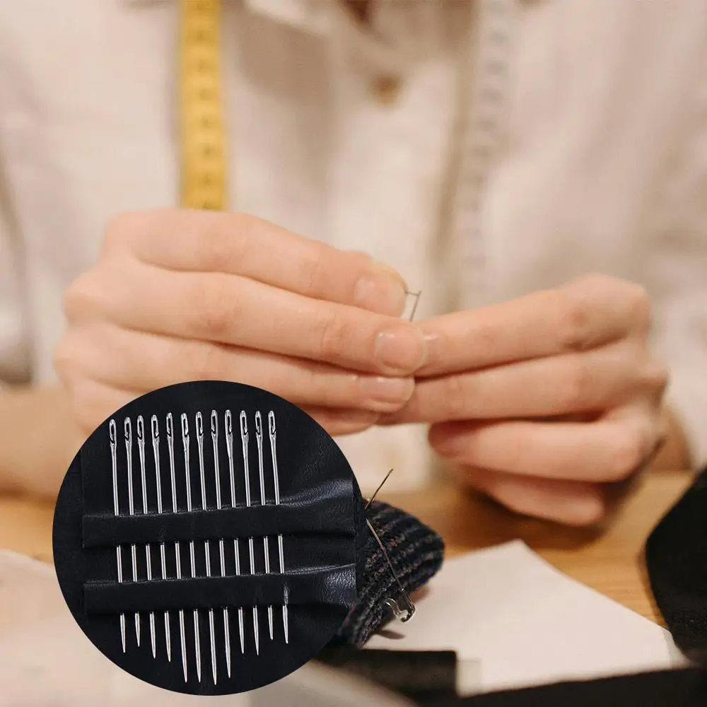 

12Pcs Side Hole Blind Needle Stainless Steel Premium Sewing Needles Easy-thread Rust-resistant Threading Needles Hand Sewing