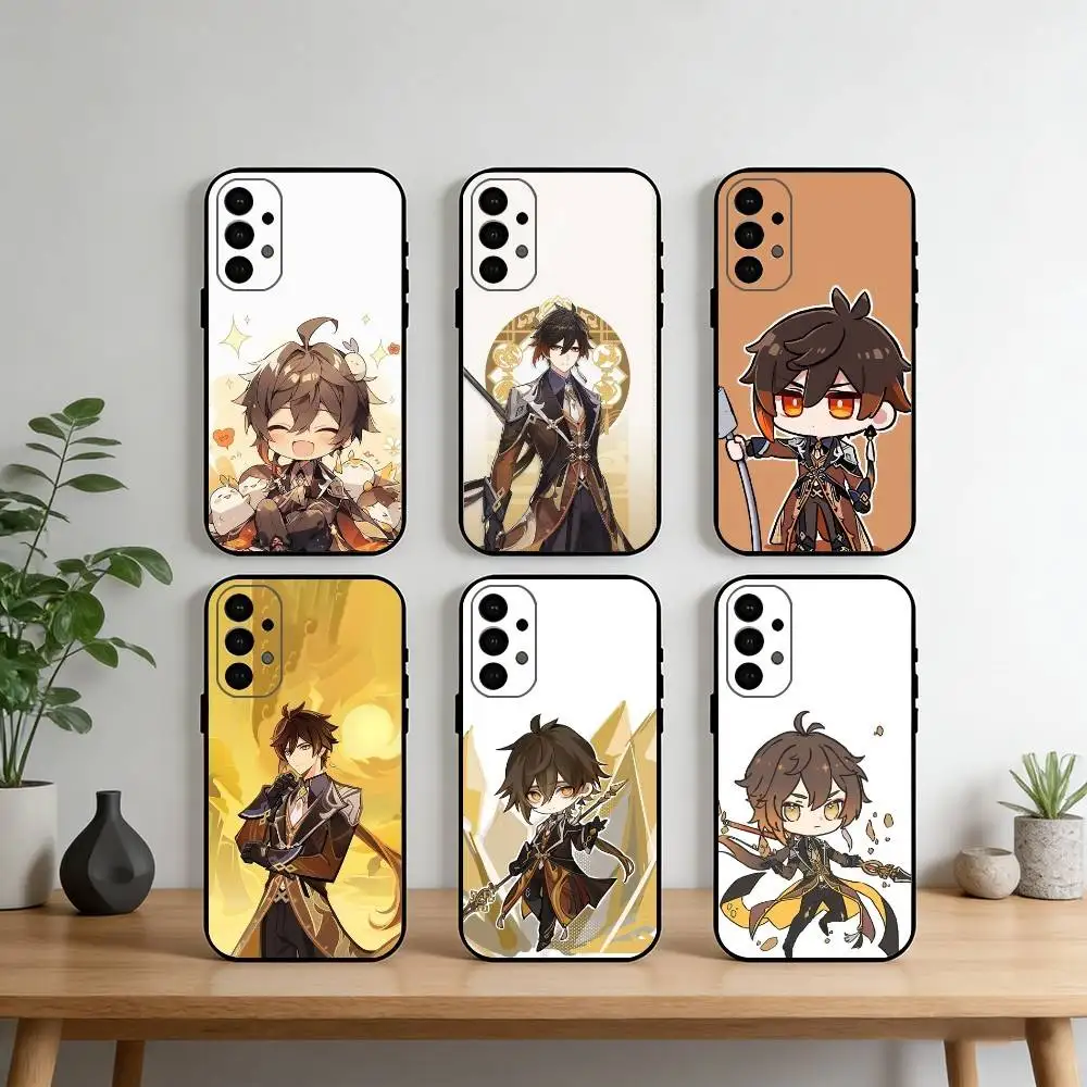 Zhongli Phone Case For Samsung S25,S24,S21,S22,S23,S30,Ultra,S20,Plus,Fe,Note,10,9,5G Black Cover