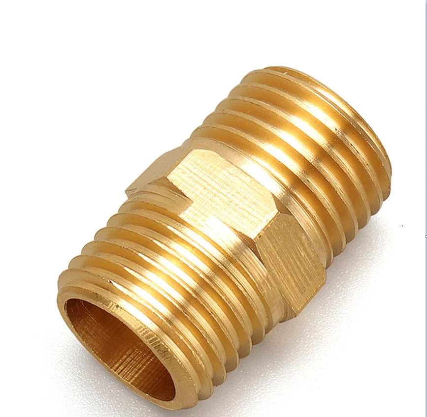 Brass Pipe Hex Nipple Fitting Quick Coupler Adapter 1/8 1/4 3/8 1/2 3/4 1 BSP Male to Male Thread Water Oil Gas Connector