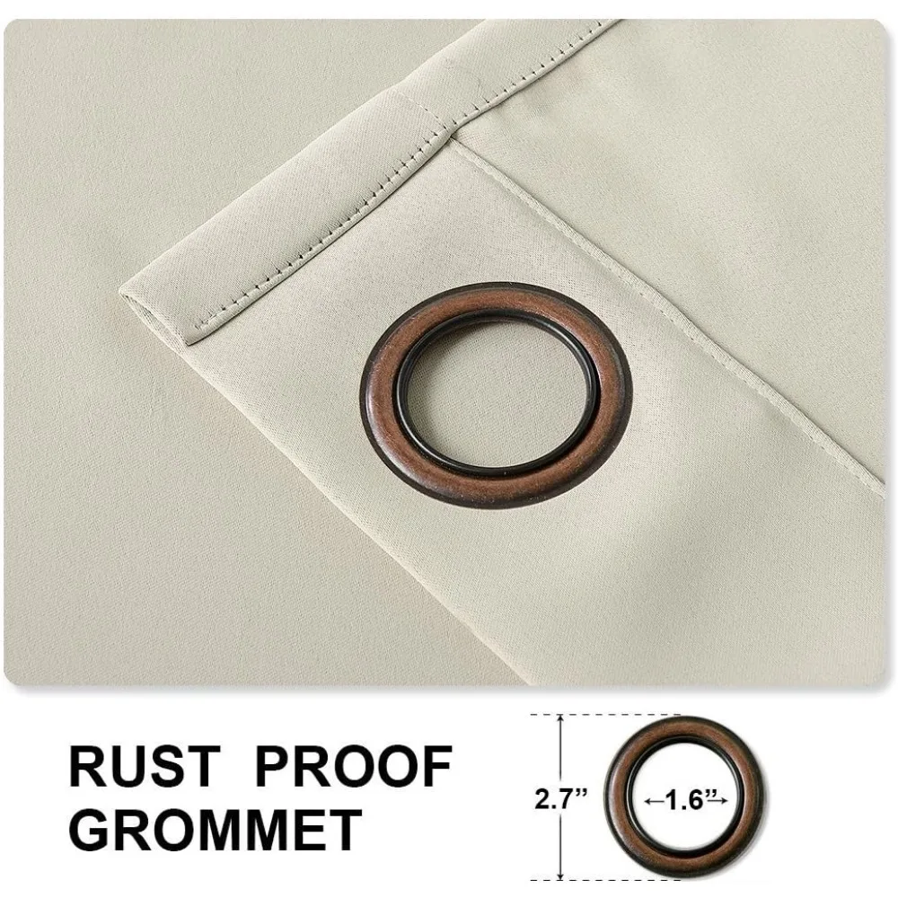 Cortinas opacas extra largas con ojales para sala de estar, salón y habitación de invitados, tratamientos de ventana estilo loft beige