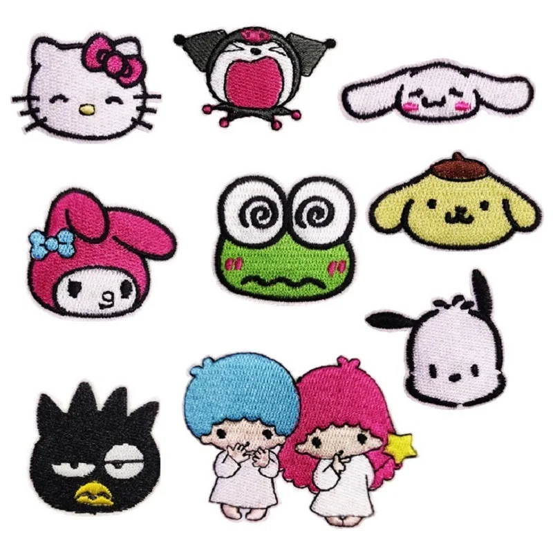 9Pcs/set Cartoon Kuromi Anime mymelody Pochacco Applique For Sew Child Clothes Iron on Embroidery Patch DIY Kwaii Coat Decor