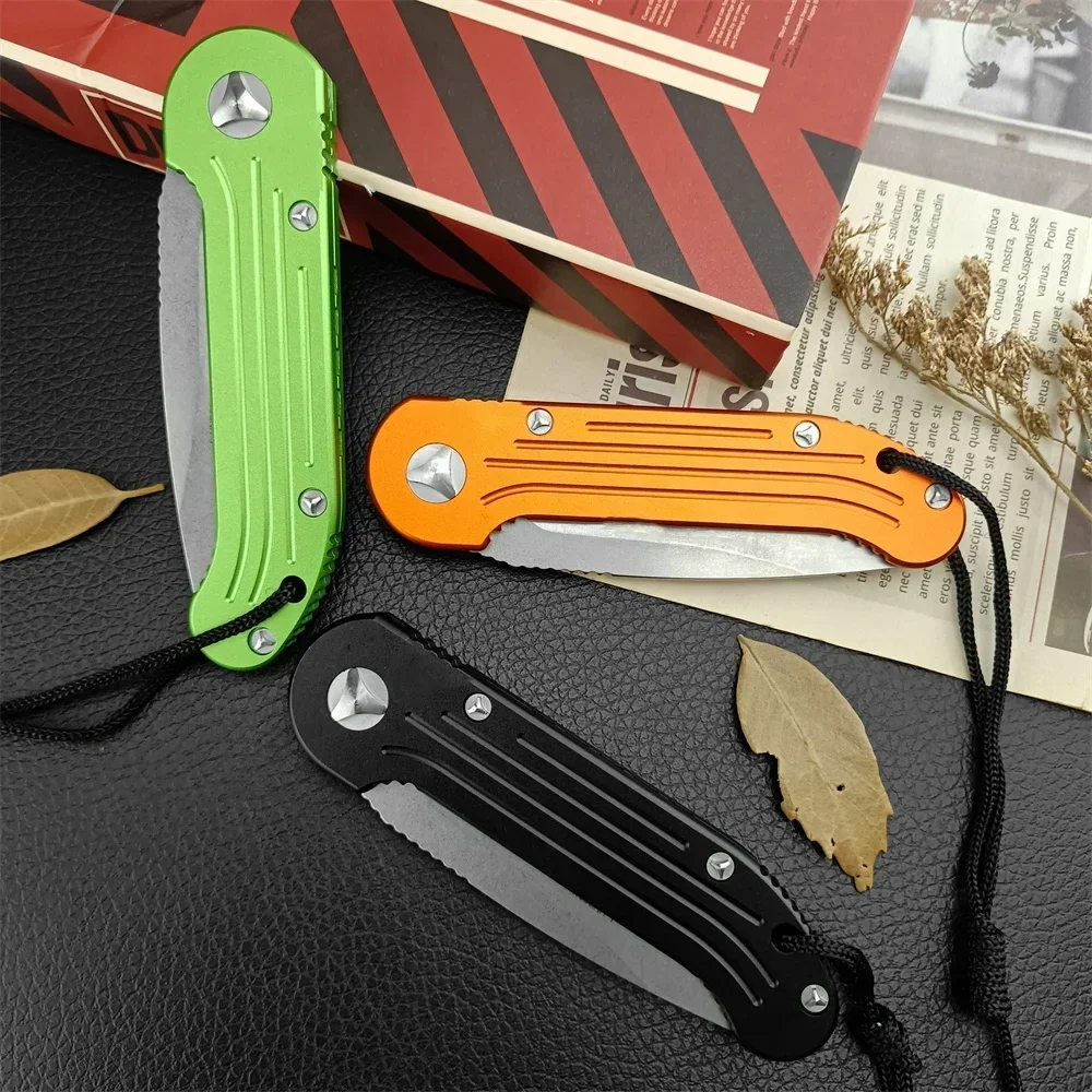 High Quality MIC 135-10OR LUDT Folding Knife D2 Stonewash Blade Aluminum Alloy Handles Outdoor Pocket Hunting EDC Tool