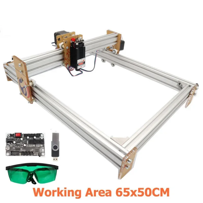 Graveur Laser GRBL 1.1f CNC 500x400mm, 15W, Machine à Graver sur Bois 12V 5A, Découpe Laser 2 Axes, Impression Gravée CNC 6550