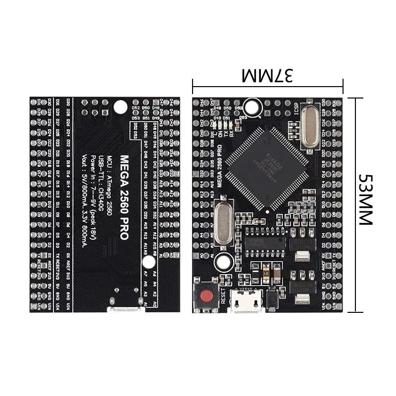 Mega2560 Mega 2560 PRO MINI 5V (Embed) CH340G ATmega2560-16AU MICRO TYPE-C With Male Pinheaders Compatible For Arduino Mega