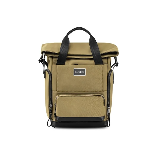 Mochila SAMSONITE de couro sintético de microfibra Regular Unissex Preto/Cáqui