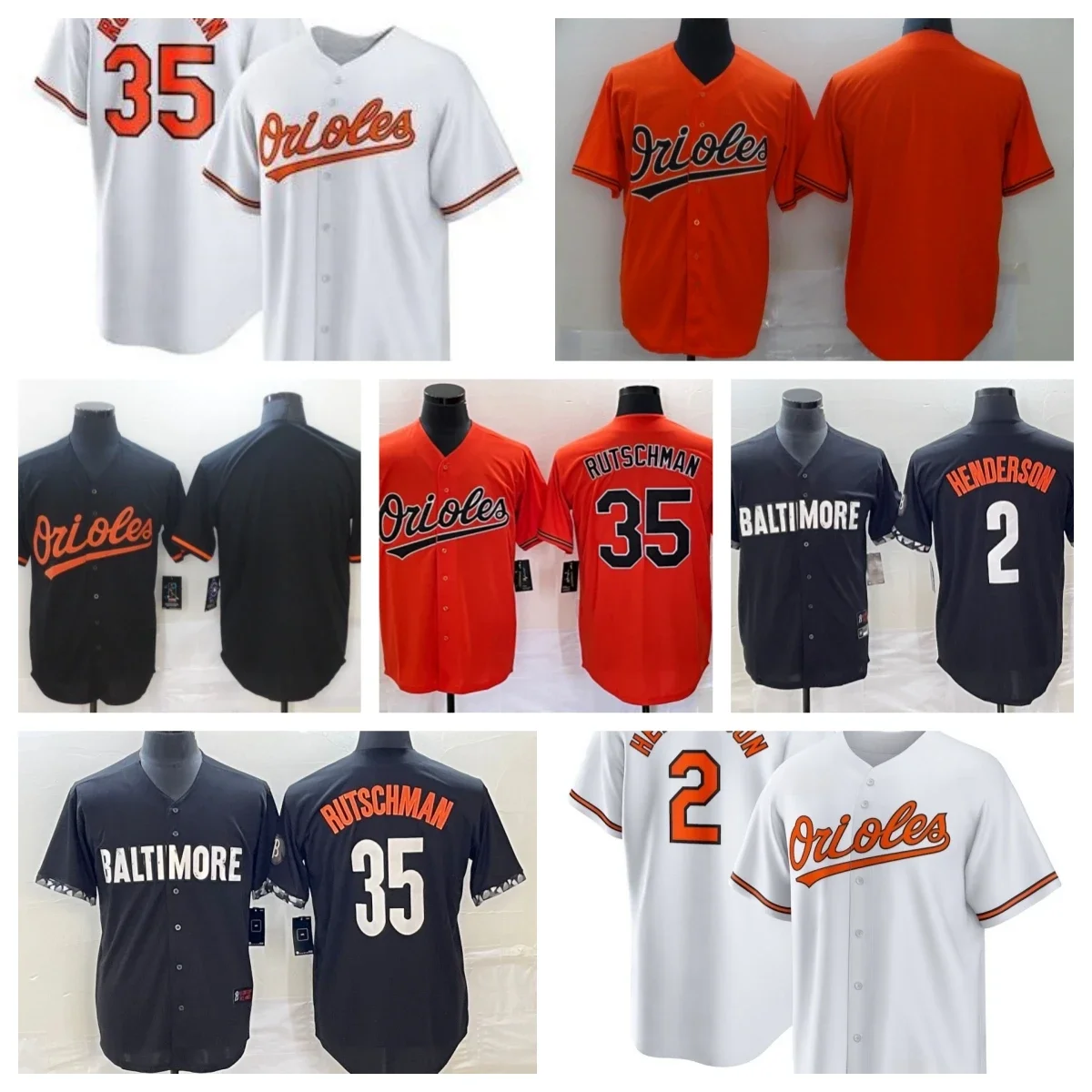 

New Baseball Jerseys America #2 Henderson #35 Rutschman Jersey Personalized Your Name Any Number All Stitched Us Size