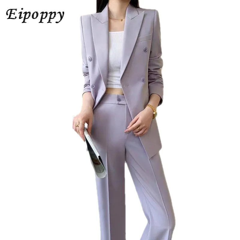 Lavender setelan jas wanita modis modis modis modis jalanan goreng desain rasa kecil