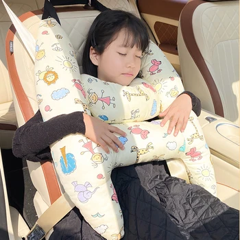 어린이용 자동차 머리 베개, 자동차 수면 목 머리 지지대, H 모양 여행 베개 쿠션, 자동차 좌석 안전 목 베개, 어린이 여성 