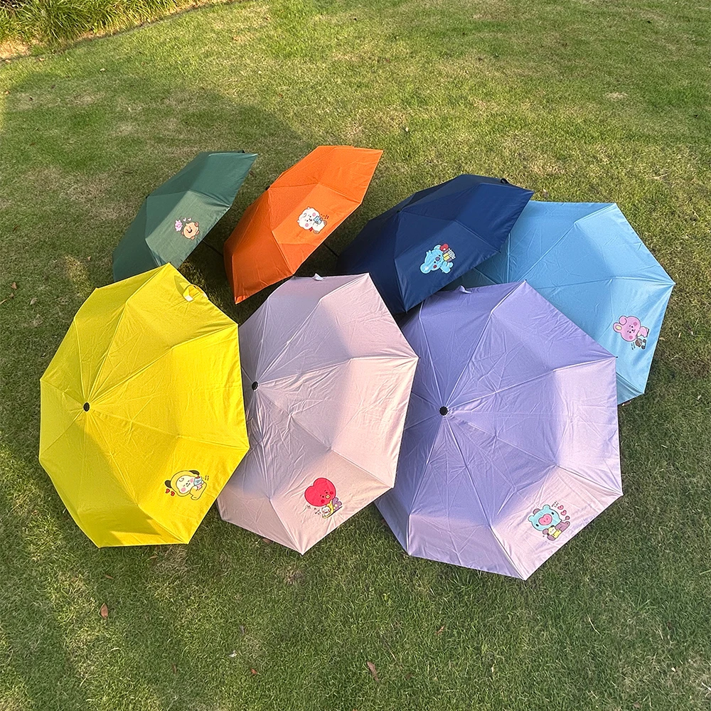 Kawaii Cartoon Bt21 Umbrella Automatic Opening Closing Folding Sunscreen Umbrella Summer Sun Protection Umbrella Girl Boy Gift