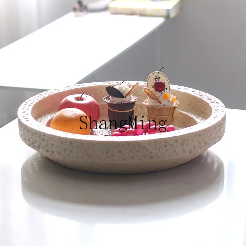 

CL imitation yellow hole stone pattern tray fruit plate display plate sales office bedroom model room craft ornament decoration