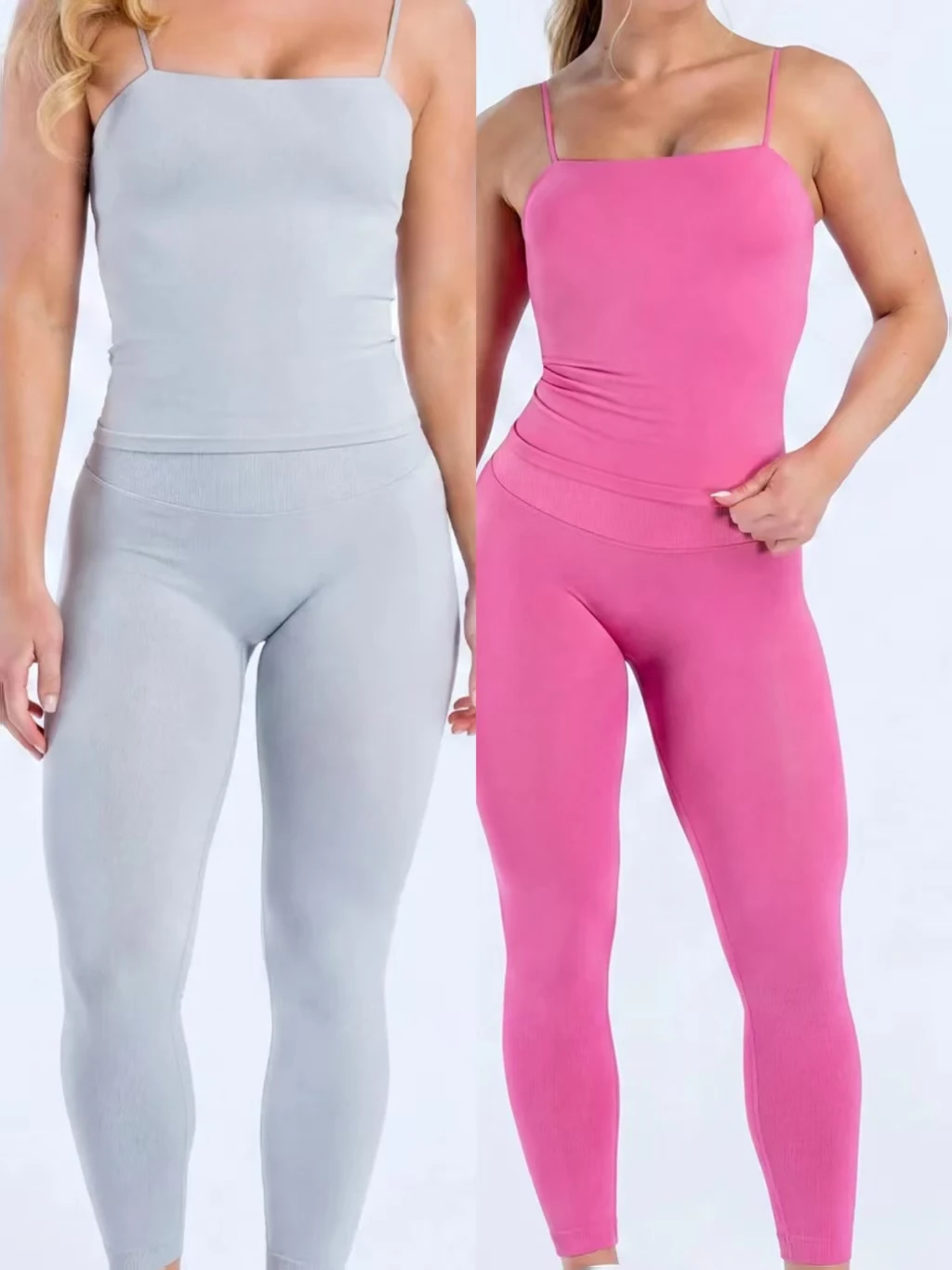 Yoga Sets Women 2 Piece Gym Clothes Defy Longline Strappy Top And Defy Leggings Fitness Suit Pilates Workout Sportswear