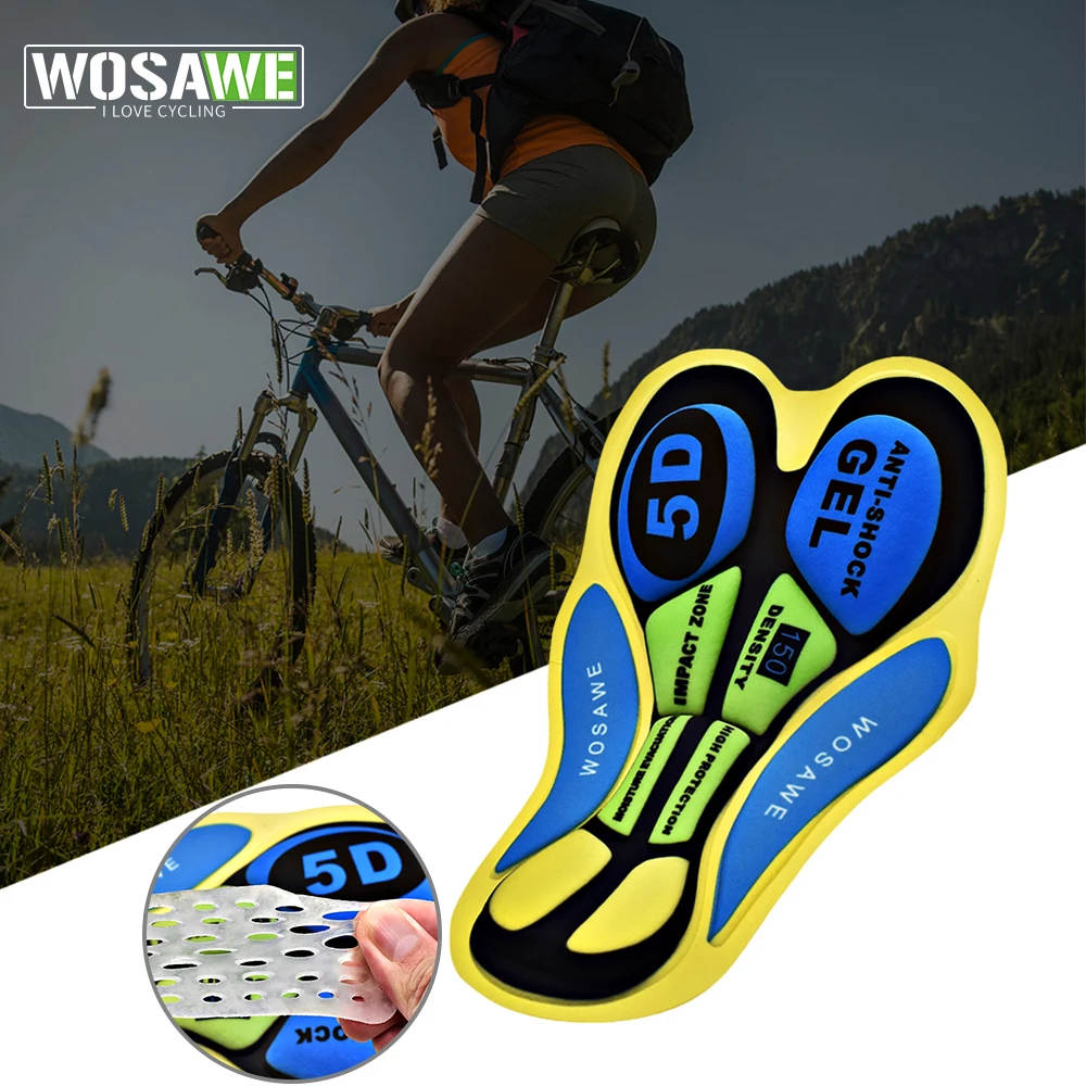 WOSAWE Men Gym Shorts 5D Gel Pad Cycling Underpant Cushion Shockproof Breathable Road Bicycle MTB Bike Underwear Silicone Padded