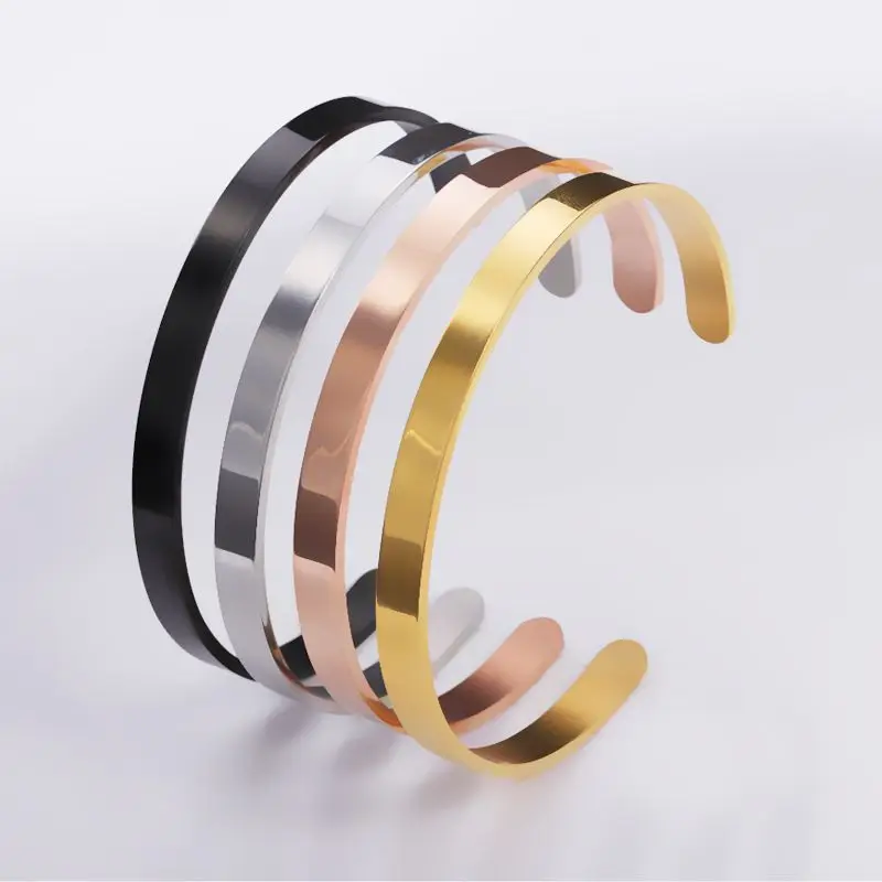 

Stainless Steel 6mm Width C Style Blank Bangles Cuff Open Bangles For DIY Making Women Men Fashion Jewelry Dropshipping