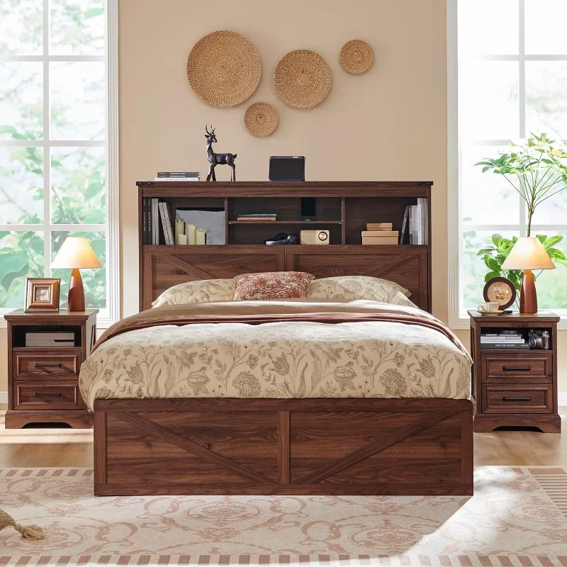 Wood Bed Frame Farmhouse with 52