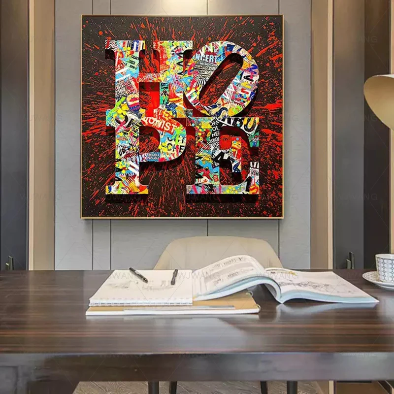 

HOPE Graffiti Poster Canvas Painting Wall Art Posters and Prints Pop Art Wall Pictures for Living Room Home Decoration Cuadros