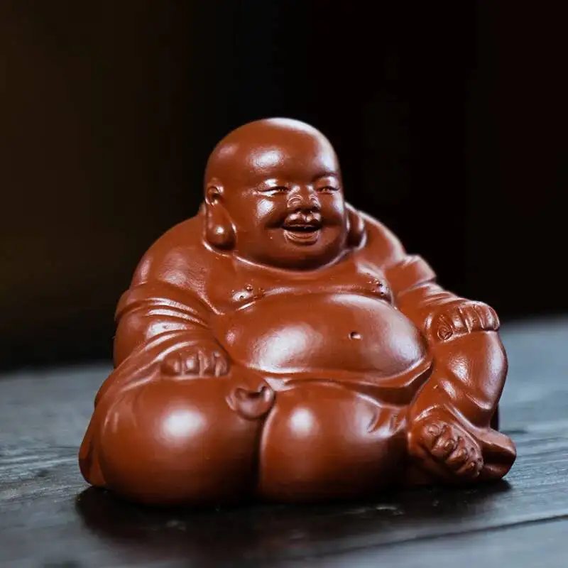 Zisha Tea Pet Buddha Figurine Maitreya Buddha Rulai Sculpture Tea Play Model Can Raise Tea Pet