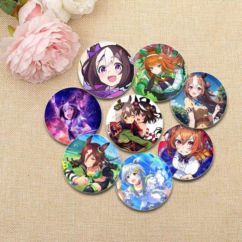 Cartoon Figure Badge of Pretty Derby Broches, Anime Pins, Jogo Popular de Treino, Semana Especial, Tokai Teio, Silêncio Suzuka, Uma Musume, Pretty Figure
