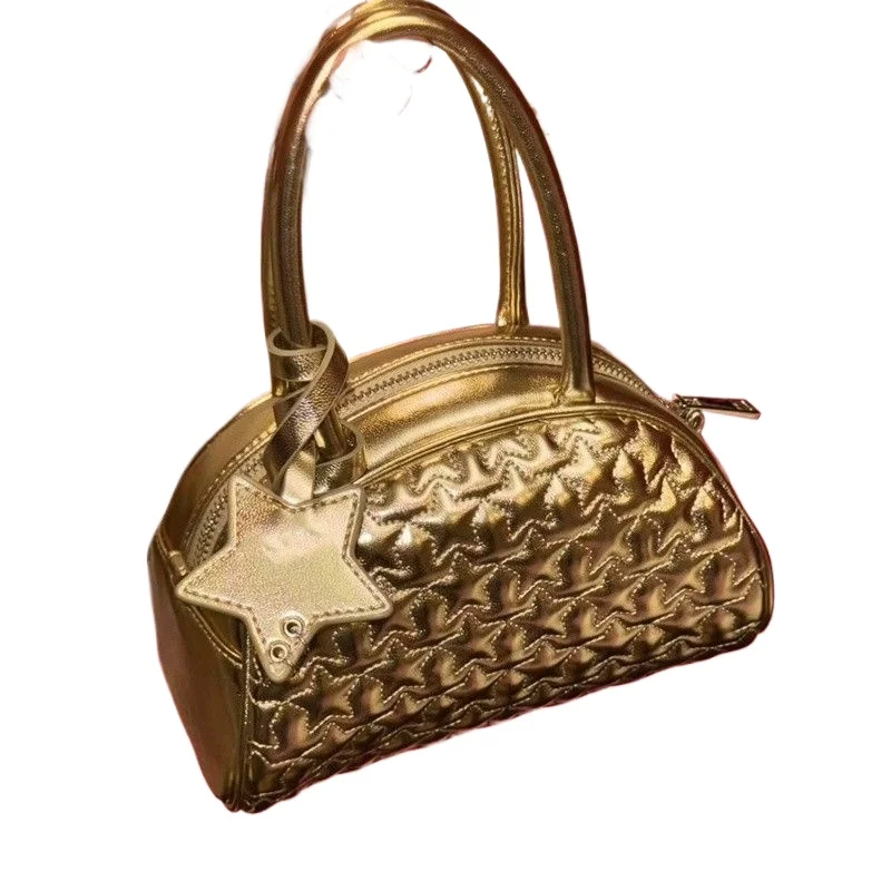 

Beautiful Fashionable and Simple Wind Premium Star Pattern Bowling Bag New Versatile Handbag Commuter Shoulder Messenger Bag