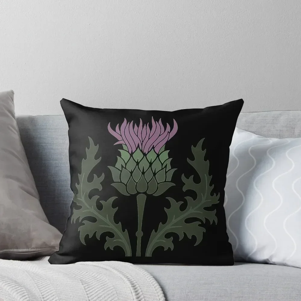 Scottish Thistle Flower of Scotland on Black Throw Pillow bed pillows Couch Cushions Cushions For Sofa Pillowcases pillow