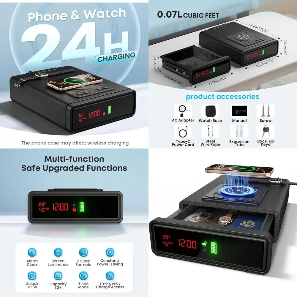 

Беспроводной биометрический сейф с отпечатком пальца, быстрым доступом, регулируемой яркостью и клавиатурой с подсветкой для пистолета или домашнего использования