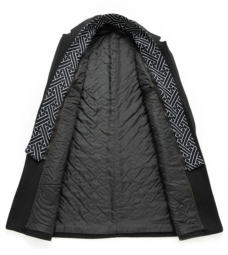 New Winter Men Scarf Business Casual Woolen Blends 50% Cashmere Long Jackets Quality Male Wool Warm Overcoats Trench Coats 4XL