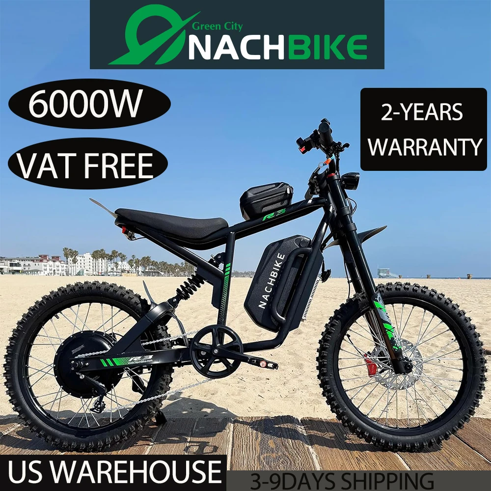 

2025 50MPH Electric Bike 6000W Electric Dirt Bike with 60V25Ah Battery Max 50Miles Dual Hydraulic Brake Full Suspensions E-Bike