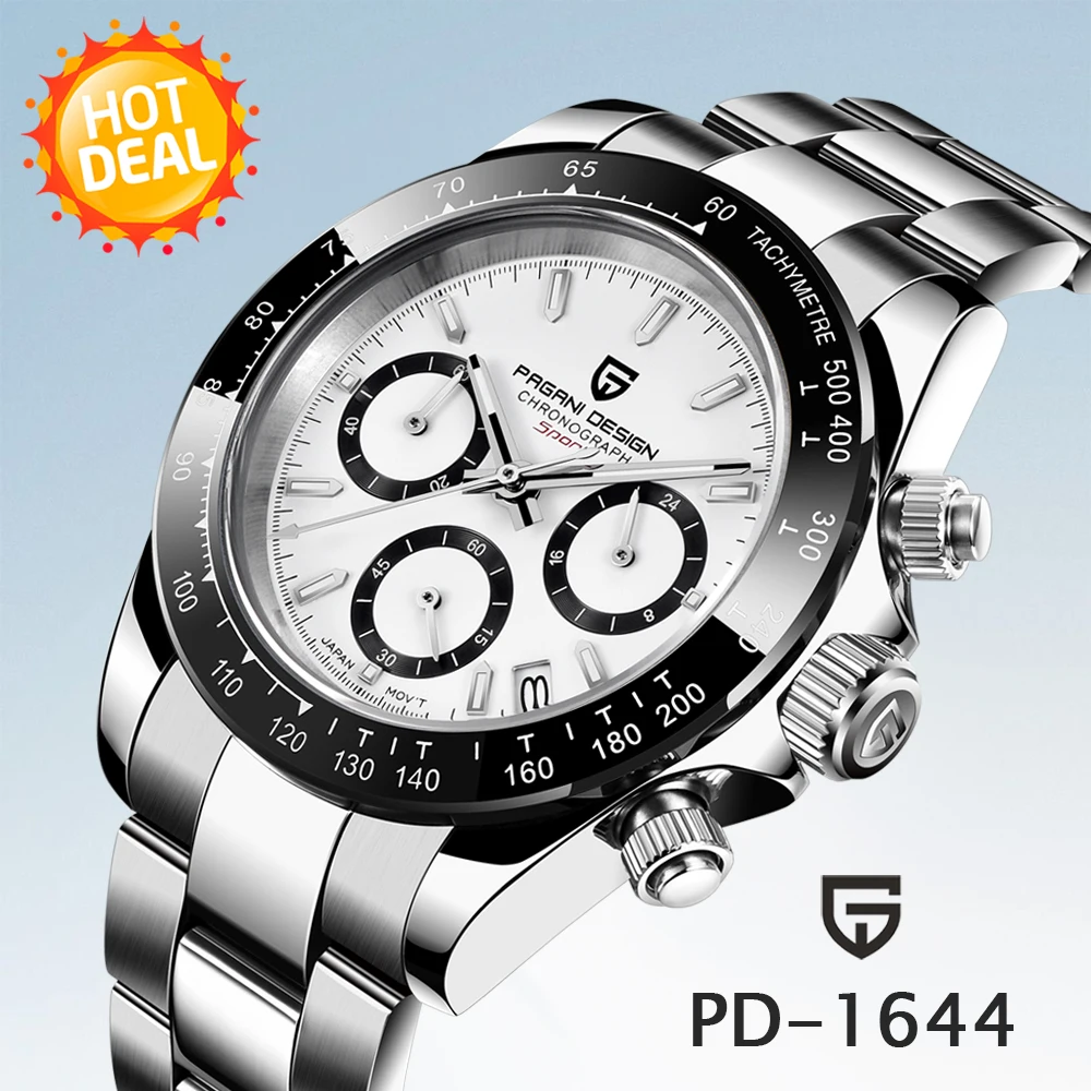New PAGANI DESIGN VK63 Quartz Watch Sports Waterproof Watch Luxury Stainless Steel Timing Code Style Business Watches for Man