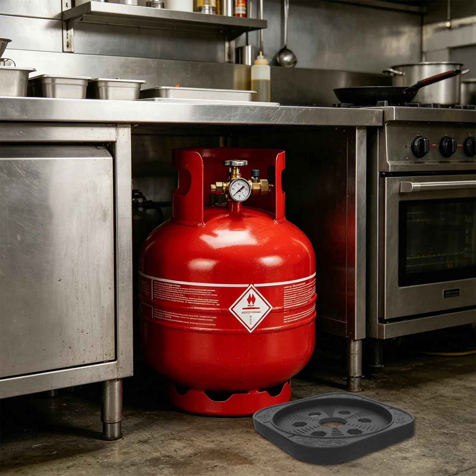 Movable Propane Tank Holder 26.5cm Propane Cylinder Base with Wheels Slip Resistant Gas Tank Stand for Outdoor Cooking