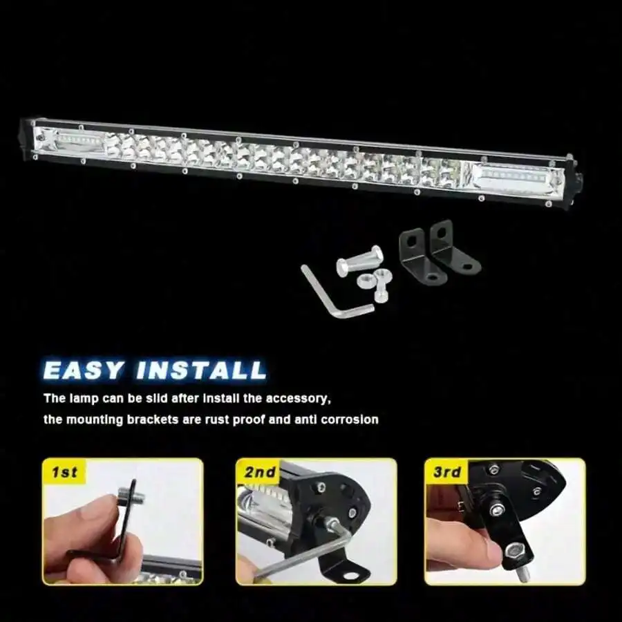 Ultra Slim 6D 9D Projector LED Light Bar, Easy Install Adjustable Sliding Mount Bracket Off Road Work Light, Wide Temperature