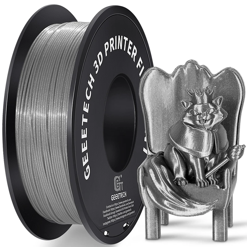 GEEETECH Zijde PLA 3D-filamentdraad 1 kg 1,75 mm spoeldraad 3D-printermateriaal 3D-printvullingen, snelle levering Vacuümpakket