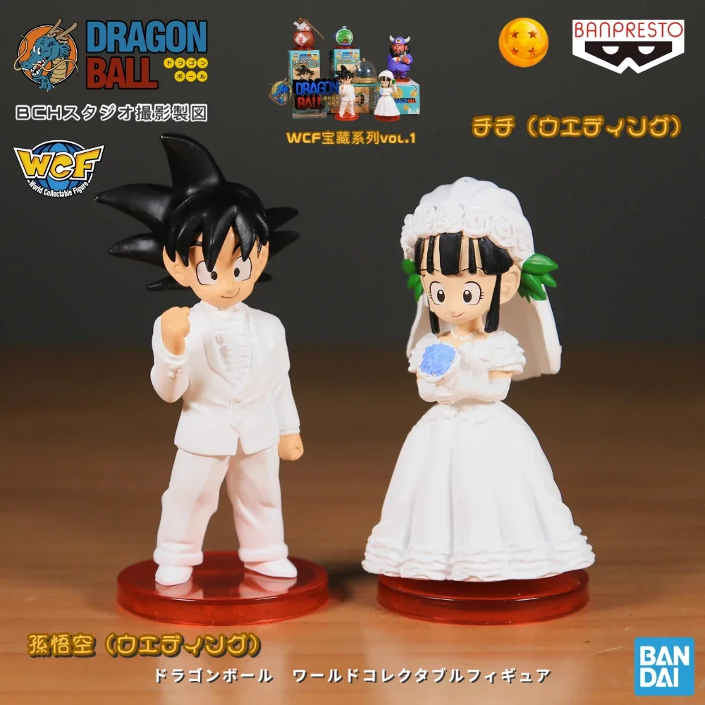 Original  DRAGON BALL  Son Goku Chichi wedding Action Figure  Student Cake Figures gift toy 5-7 cm