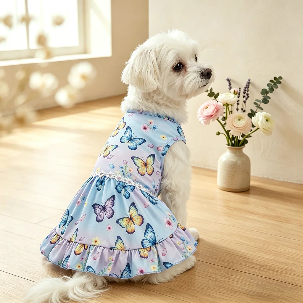 Vestido princesa mariposas primavera-verano para perros y gatos mini - imagen 3