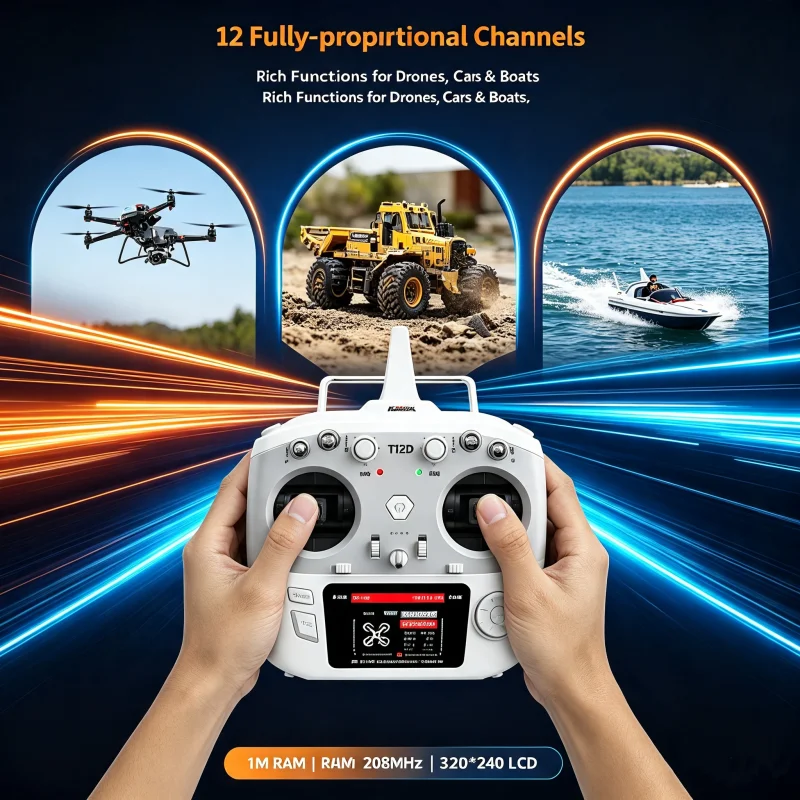 Radiolink T12D ELRS 12-Channel Transmitter Receiver R12F External Module 2.4GHz Remote Control for Drone Airplane Car Boat
