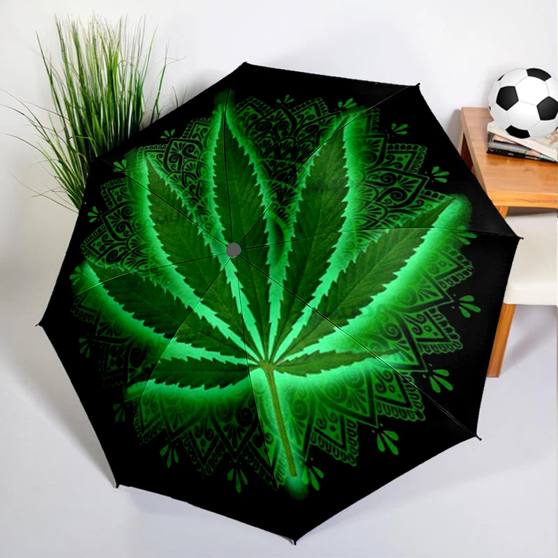 Psychedelic Leaves Umbrella Automatic Open/close, Sturdy Iron Frame & 8-Rib Struct, Umbrella for Women & Men, Christmas Gifts