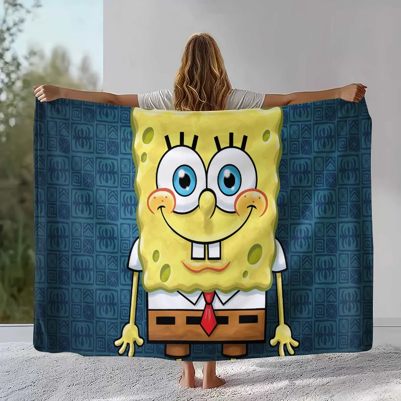 Funny S-SpongeBob Patrick Star Cartoon Flannel Blanket,Ultra Soft Warm Plush Throw for Home Bedroom Bed Sofa Cover Camping gift